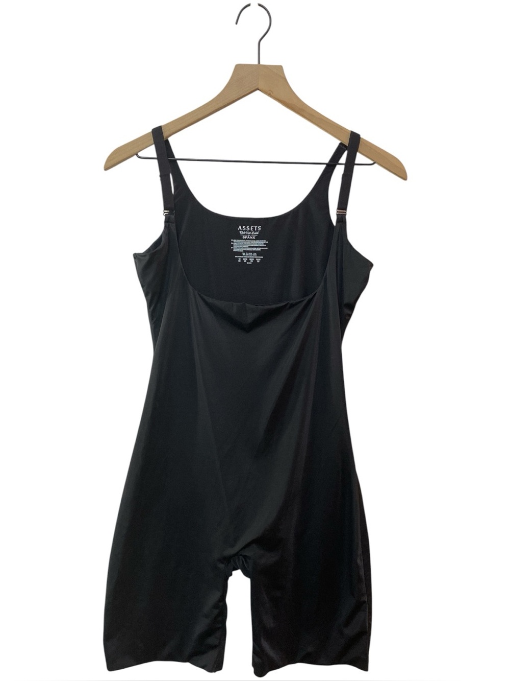 Assets By Spanx Silhouette Serum Mid-Thigh Bodysuit Shaper Size 1X Black